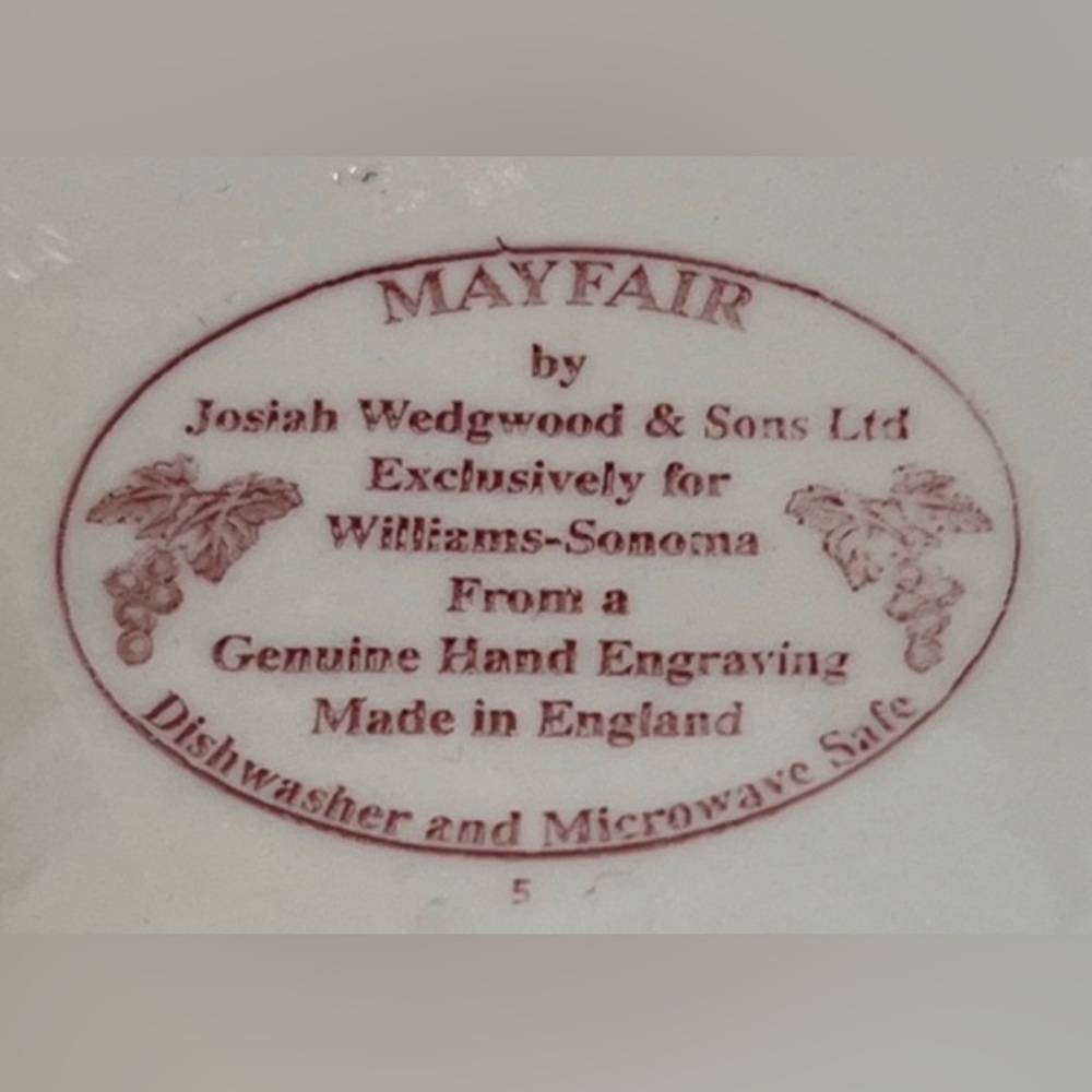 Set of TWO (2) Mayfair by Wedgewood (for Williams-Sonoma) cups and saucers - Picture 4 of 4